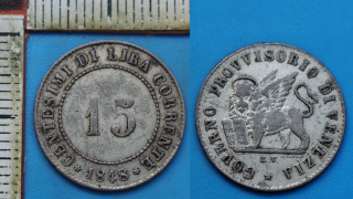 1848 ZV - 15 Centesimi, stříbro - Revoluční vláda v Benátsku, 1848-1849