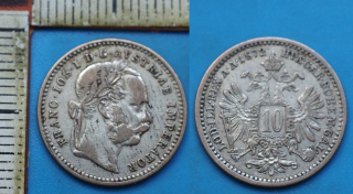 1872 - 10 krejcar, stříbro - František Josef I.