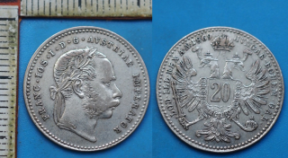 1869 - 20 krejcar, stříbro - František Josef I.